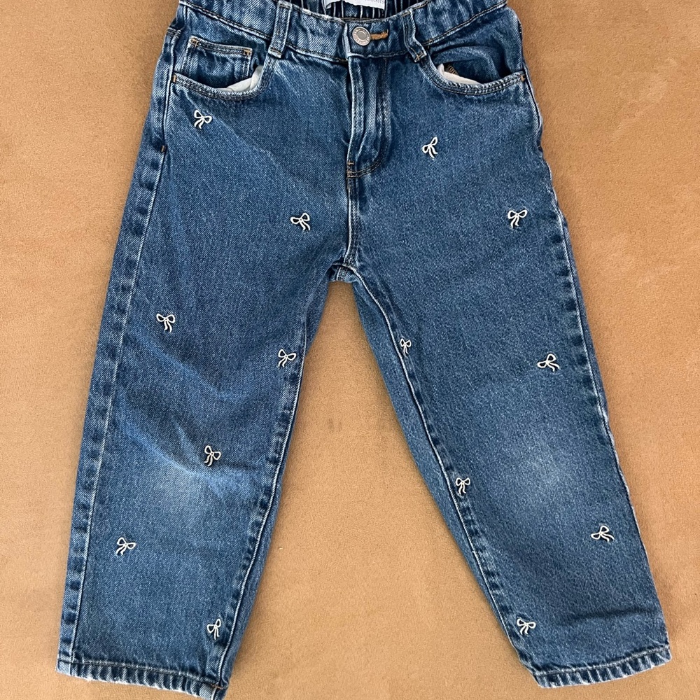 Zara Kids Embroidered Bows Jeans